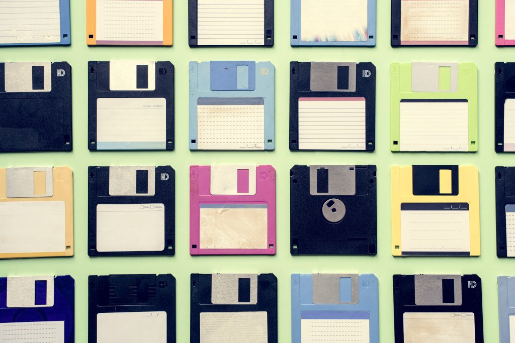 Old school floppy disk drive data storage
