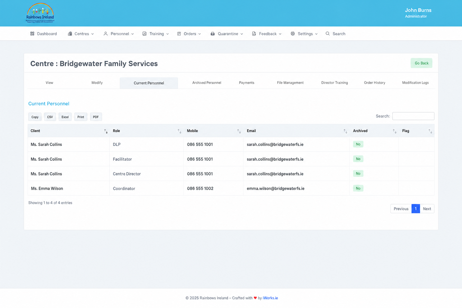 Rainbows Ireland control panel screenshot 4