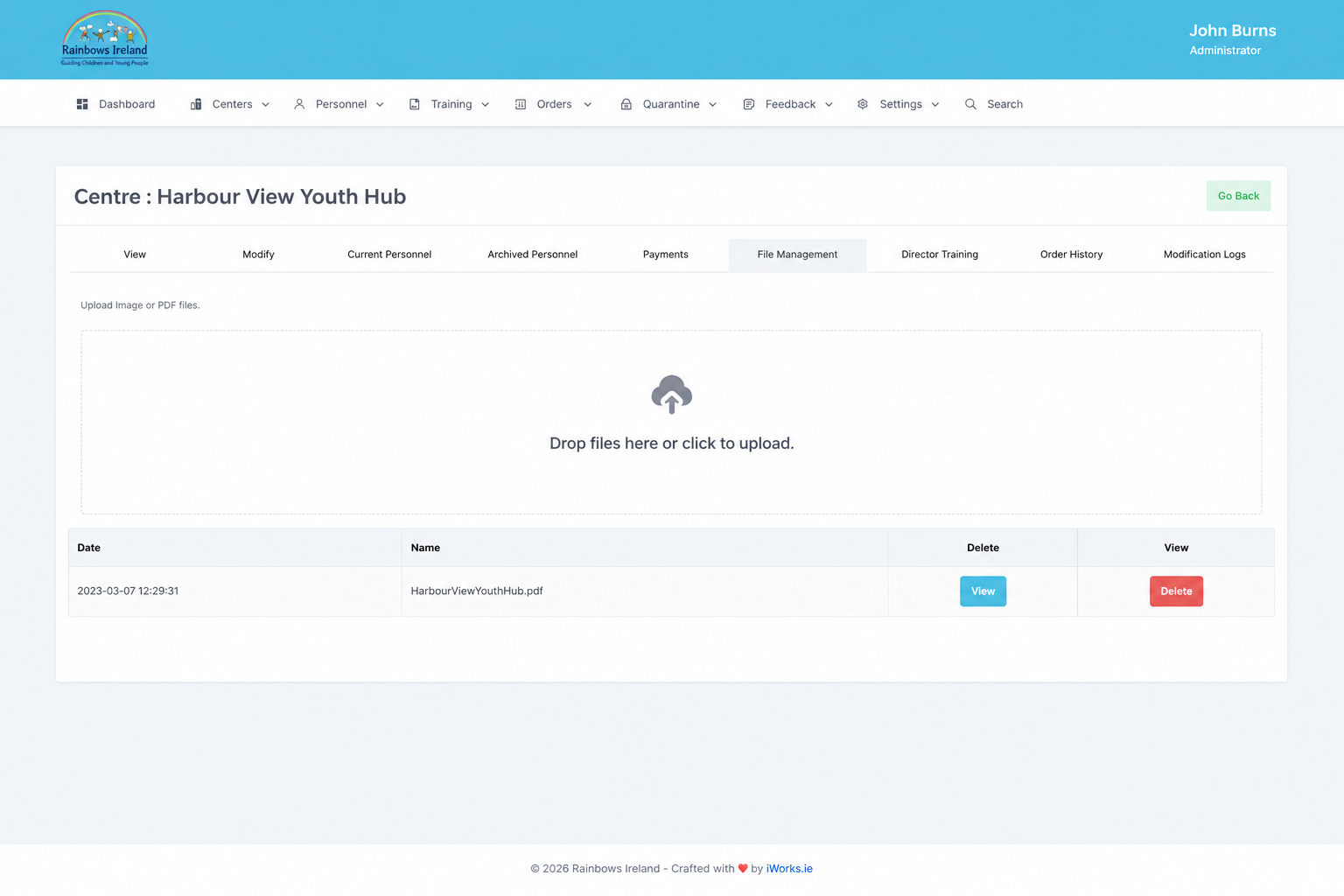 Rainbows Ireland control panel screenshot 5